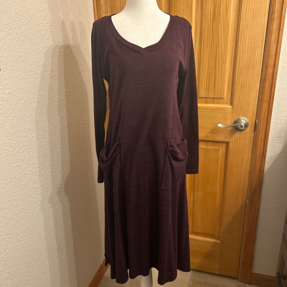 Soft Knit Pocket  Dress in Lucious Purple/Raspberry! By Ellumination